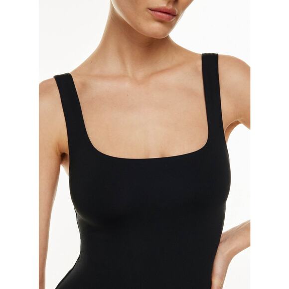 Aritzia Babaton Contour Thong Bodysuit Black Double Layer Square Neck Size Small - Picture 7 of 10